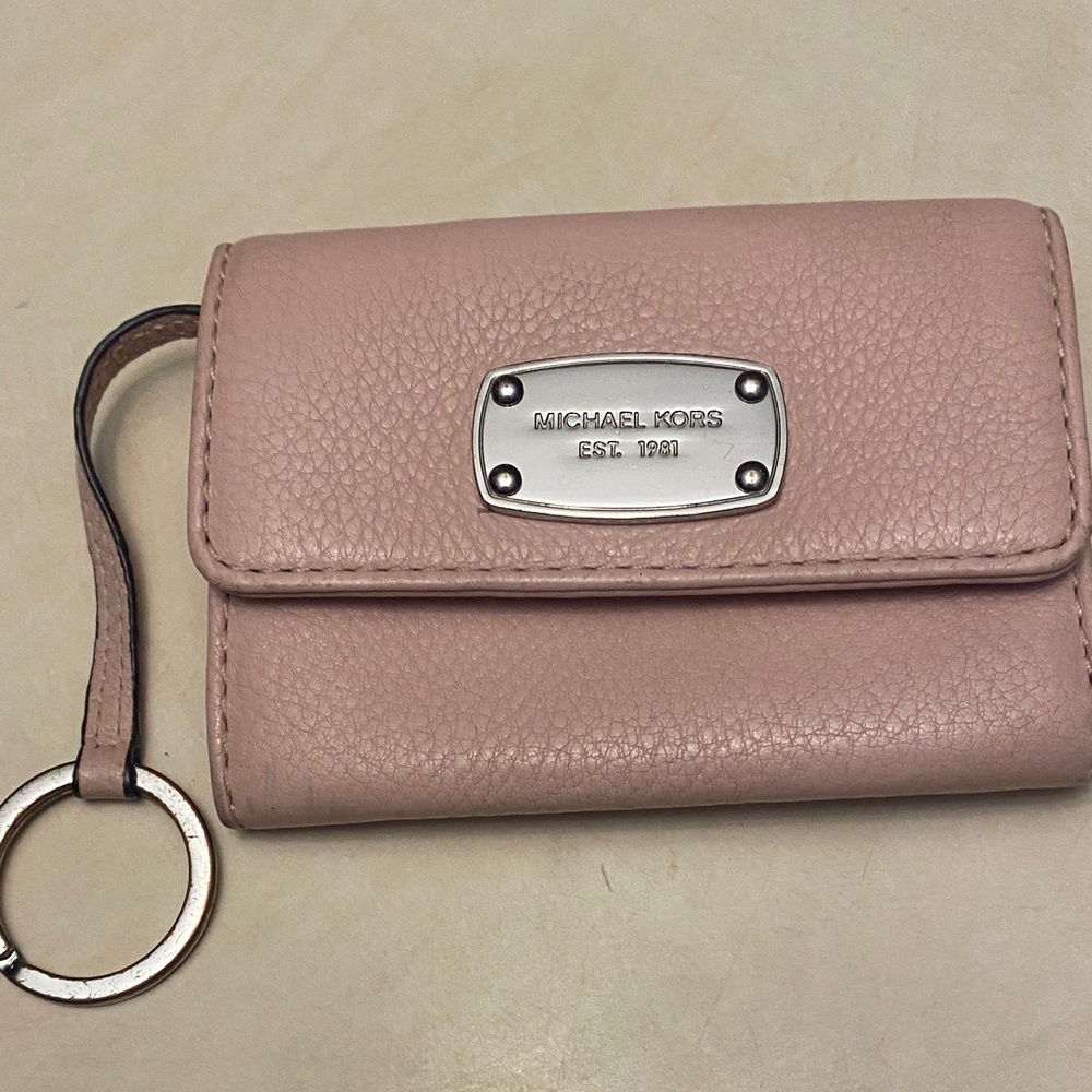 Michael Kors Blush Pink Pebbled Leather Key & Card Holder